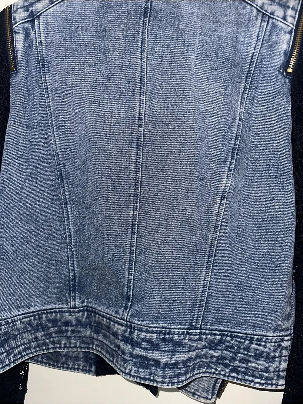 Adore Blue Denim Jacket with Black Lace Sleeves